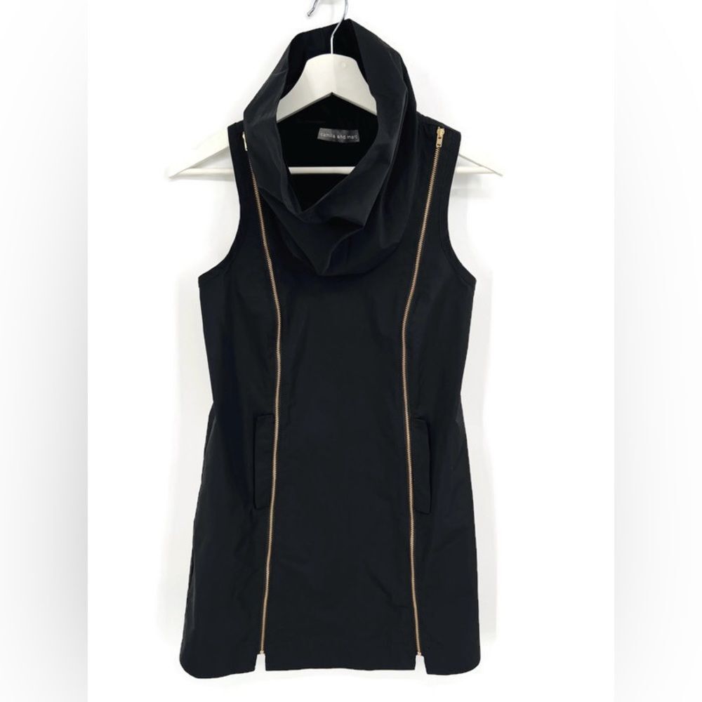 Camilla and Marc Black‎ Funnel Neck Sleeveless Zipper Dress Sz 2